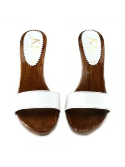 WHITE LEATHER CLOGS