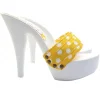 WHITE MULES WITH YELLOW POLKA DOT BAND