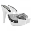 WHITE SANDALS WITH BLACK TRANSPARENT BAND