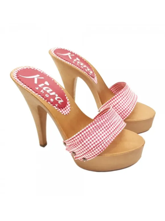 WOMAN RED PIN-UP STYLE CLOGS HEEL 13