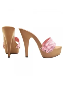 WOMAN RED PIN-UP STYLE CLOGS HEEL 13
