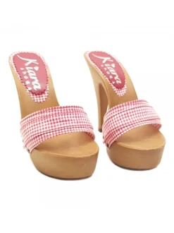 WOMAN RED PIN-UP STYLE CLOGS HEEL 13