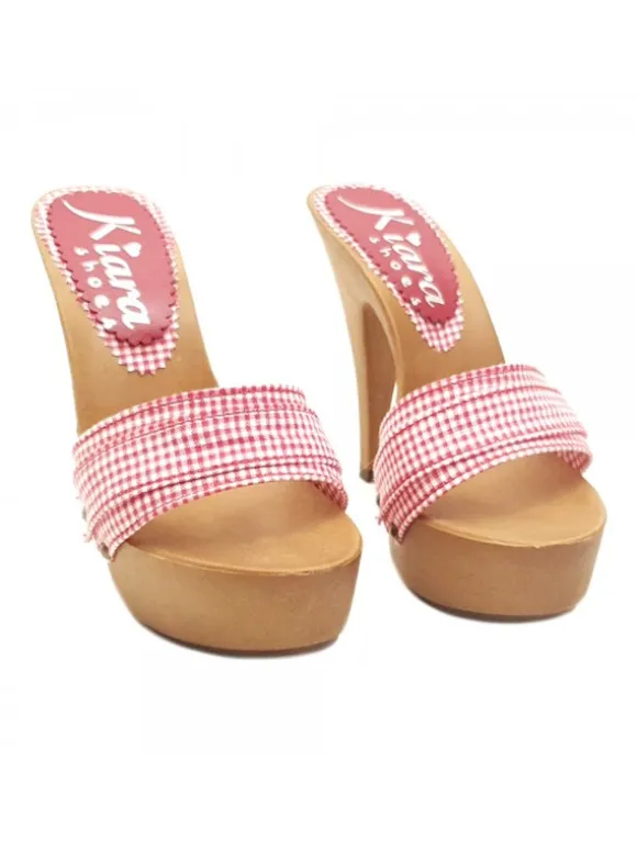 WOMAN RED PIN-UP STYLE CLOGS HEEL 13
