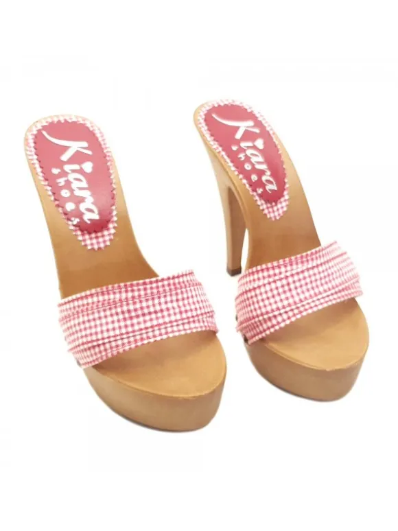 WOMAN RED PIN-UP STYLE CLOGS HEEL 13