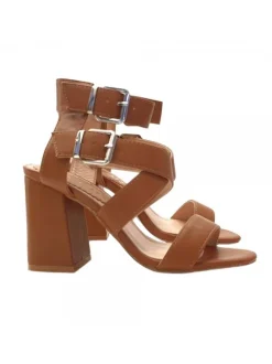 WOMAN'S FASHION SANDAL WITH DOUBLE ANKLE STRAP - HEEL 9 CM