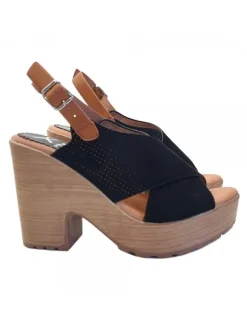 WOMEN'S BLACK SANDALS IN SYNTHETIC SUEDE
