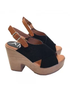 WOMEN'S BLACK SANDALS IN SYNTHETIC SUEDE