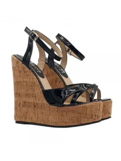 WOMEN'S BLACK WEDGE CORK CLOGS HEEL 14
