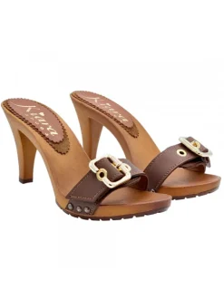 Women's clogs 9cm heel - upper with buckle