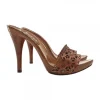 WOMEN'S CLOGS IN LASERED LEATHER AND HIGH HEEL