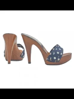 WOMEN'S CLOGS POLKA DOT BLUE HEEL 11