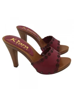 WOMEN'S CLOGS WITH WINE COLOR LEATHER BAND | HEEL 11 CM