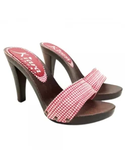 WOMEN'S RED PIN-UP CLOGS HEEL 11