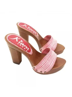 WOMEN'S RED PIN-UP CLOGS HEEL 10 - K801 PINUP ROSSO