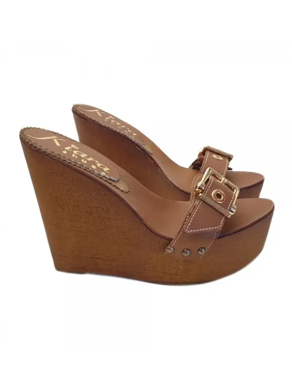 WOMEN'S WEDGE LEATHER CLOGS HEEL 13