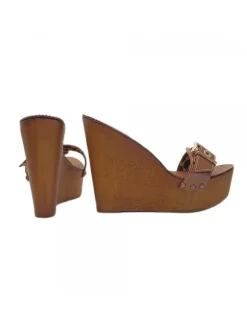 WOMEN'S WEDGE LEATHER CLOGS HEEL 13