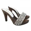 WOMEN'S WHITE LEATHER CLOGS HEEL 11