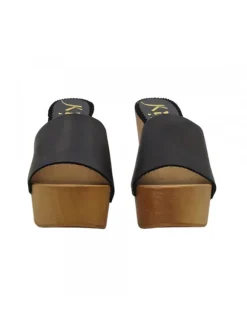 WOODEN CLOGS WITH 10 CM HIGH WIDE HEEL