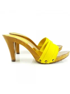 YELLOW CLOG, HEEL 9 CM