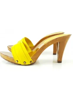 YELLOW CLOG, HEEL 9 CM