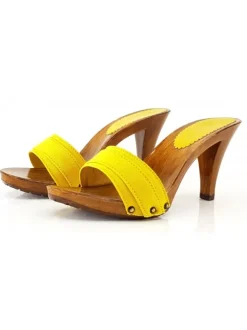 YELLOW CLOG, HEEL 9 CM