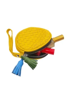 YELLOW PURSE WITH HANDLE AND FRINGES